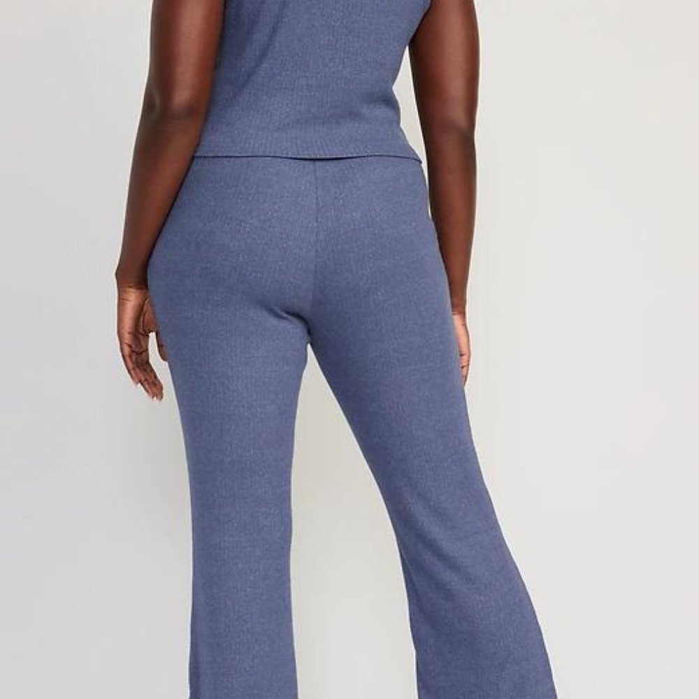 Old Navy High-Waisted Rib-Knit Split Flare Lounge Pants for Women New - Picture 7 of 11